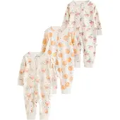 Next Pyjama crème / marron / vert pastel / orange clair