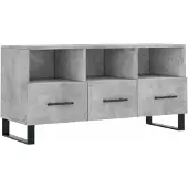 vidaXL Armoire TV gris béton 102x36x50 cm Bois composite