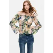 Desigual Chemisier bleu chiné / vert chiné / rouge pastel