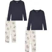 Schiesser Pyjama ' Nightwear ' crème / bleu nuit