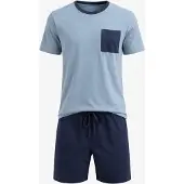 PANTONECLO Pyjama court 'Men’s Nightwear Set' bleu