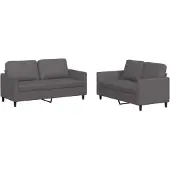vidaXL ensemble de canapés 2 pièces avec coussins Gris Similicuir