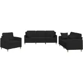 vidaXL Ensemble de canapés 3 pièces avec coussins Tissu noir