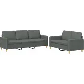 vidaXL Ensemble de canapés 2 pièces avec coussins Tissu gris foncé