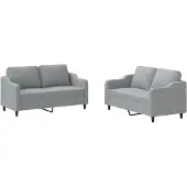 vidaXL Ensemble de canapés 2 pièces avec coussins Tissu gris clair