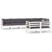 vidaXL Ensemble salon de jardin 8 pièces avec coussins blanc pin massif