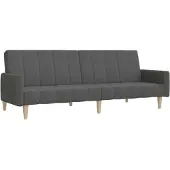vidaXL Canapé-lit à 2 places gris foncé tissu