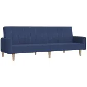 vidaXL Canapé-lit à 2 places bleu tissu