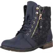 Elara Bottines à lacets bleu foncé
