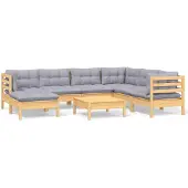 vidaXL Ensemble salon de jardin 8 pièces avec coussins gris pin massif