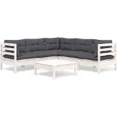 vidaXL Ensemble salon de jardin 6 pièces avec coussins blanc pin massif