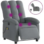 vidaXL Fauteuil de massage électrique Tissu gris foncé