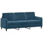 vidaXL Canapé à 3 places Bleu 180 cm Velours