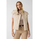 GUESS pour femme. W6YL13W2883 Gilet matelassé à capuche beige (M), Casuel, Polyamide