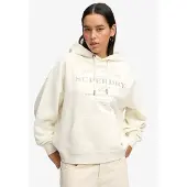Superdry Sweat-shirt 'Luxe Casual' crème / brun foncé