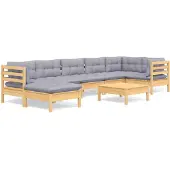 vidaXL Ensemble salon de jardin 8 pièces avec coussins gris pin massif
