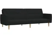 vidaXL Canapé-lit à 2 places noir tissu