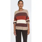 ONLY Pull-over 'ONLAtia' écru / beige chiné / marron / rouge rouille