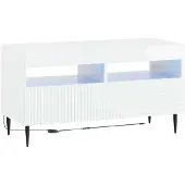 vidaXL Meuble TV LED, blanc brillant, en panneaux de particules
