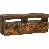 vidaXL Meuble TV LED en bois imitation chêne fumé
