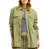 Roxy - Chemise en velours côtelé - Let It Go Cord Shirt Oil Green pour Femme en Coton - Taille L - Kaki