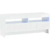 vidaXL Meuble TV LED, blanc brillant, en panneaux de particules