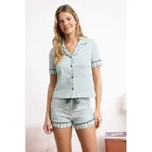 Trendyol Shorty gris / menthe / blanc cassé