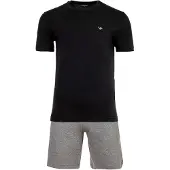 Emporio Armani Pyjama court gris chiné / noir
