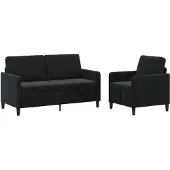 vidaXL Canapé avec rangement 2 pc Noir Polyester