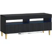 vidaXL Meuble TV LED noir en panneaux de particules
