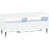 vidaXL Meuble TV LED, blanc brillant, en panneaux de particules