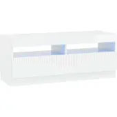 vidaXL Meuble TV LED, blanc brillant, en panneaux de particules