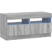 vidaXL Meuble TV LED Sonoma-gris, en panneaux de particules