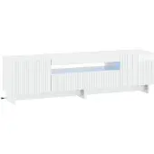 vidaXL Meuble TV LED, blanc brillant, en panneaux de particules