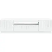 vidaXL Meuble TV LED blanc en panneaux de particules