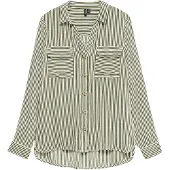 Vero Moda Chemisier 'VMBUMPY' olive / blanc