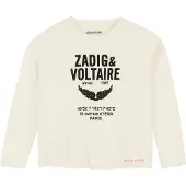 Zadig & Voltaire Blouse - Off White av. Noir - - 10 ans (140) - Blouse