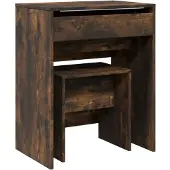 vidaXL Coiffeuse avec tabouret chêne fumé 60x40x113,5 cm