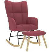 vidaXL Chaise à bascule avec repose-pied Rouge bordeaux Tissu