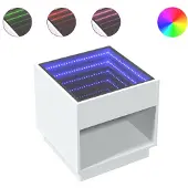 vidaXL Table de chevet avec LED infini blanc 50x50x50 cm