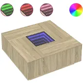 vidaXL Table basse avec Infinity-LED Chêne Sonoma 100x100x40 cm