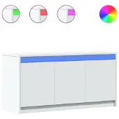 vidaXL Armoire TV avec éclairage LED Blanc 100x34x50 cm Bois composite