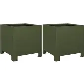 vidaXL Jardinières 2 pcs vert olive 30x30x30 cm acier