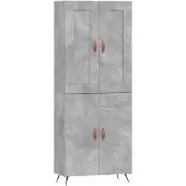 vidaXL Highboard gris béton 69,5x34x180 cm Bois composite