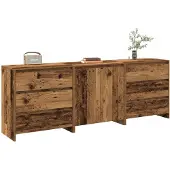 vidaXL Sideboard 3 pièces imitation vieux bois Matériau dérivé du bois