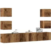 vidaXL Armoires murales TV 6 pcs. Aspect vieux bois Matériaux dérivés du bois