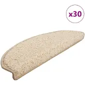 vidaXL Tapis d'escalier 30 pièces 65 x 21 x 4 cm Crème Demi-rond Grand