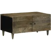 vidaXL Table basse gris clair 80x50x40 cm bois massif mangue