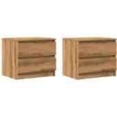 vidaXL Tables chevet 2pcs chêne artisanal 50x40x43.5cm bois ingénierie