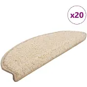 vidaXL Tapis d'escalier 20 pièces 65 x 21 x 4 cm Crème Demi-rond Grand
